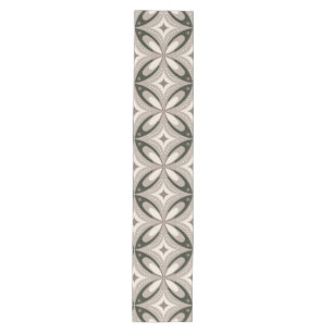 Beige and Brown Retro circular shapes Medium Table Runner