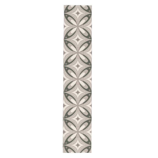 Beige and Brown Retro circular shapes Medium Table Runner (Front)