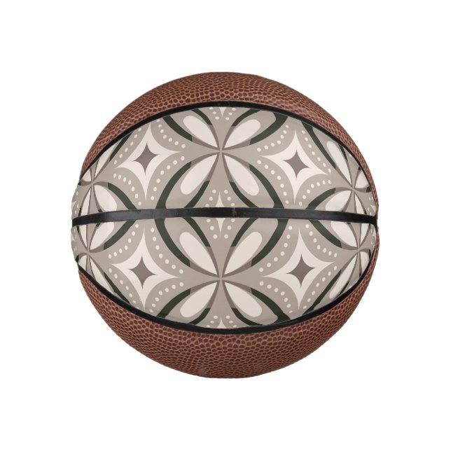 Beige and Brown Retro circular shapes Mini Basketball (Front)