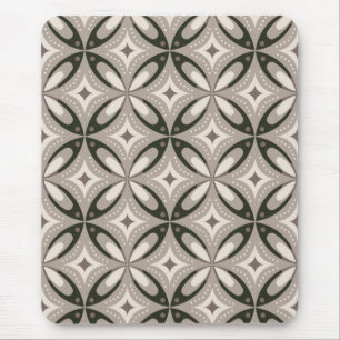 Beige and Brown Retro circular shapes Mouse Mat