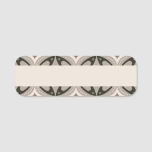 Beige and Brown Retro circular shapes Name Tag