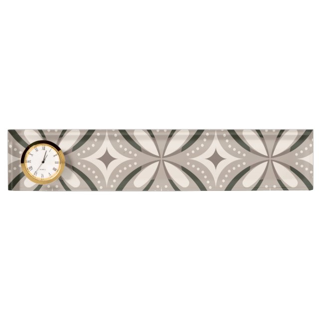 Beige and Brown Retro circular shapes Nameplate (Front)