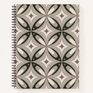 Beige and Brown Retro circular shapes Notebook