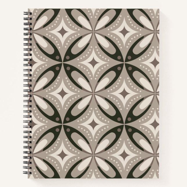 Beige and Brown Retro circular shapes Notebook (Front)