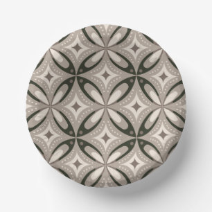 Beige and Brown Retro circular shapes Paper Plate