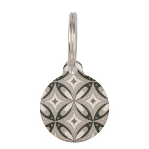 Beige and Brown Retro circular shapes Pet Tag