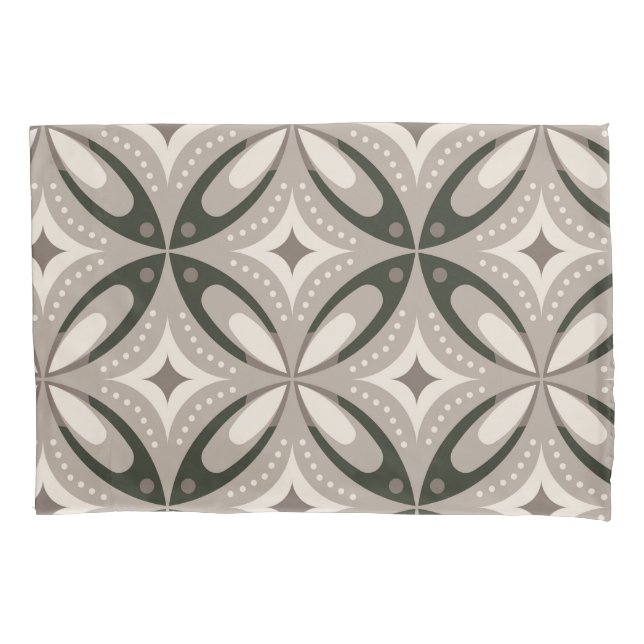 Beige and Brown Retro circular shapes Pillowcase (Front)
