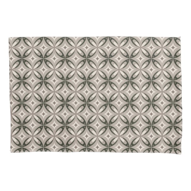 Beige and Brown Retro circular shapes Pillowcase (Front-Left)