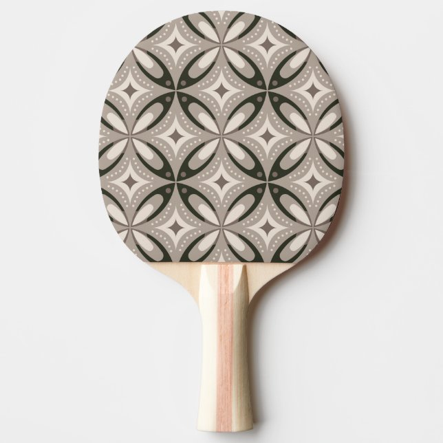 Beige and Brown Retro circular shapes Ping Pong Paddle (Front)