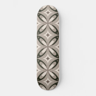 Beige and Brown Retro circular shapes Skateboard