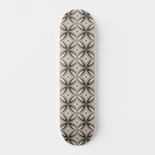 Beige and Brown Retro circular shapes Skateboard