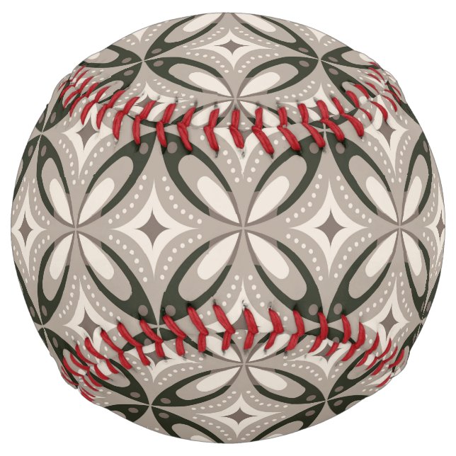 Beige and Brown Retro circular shapes Softball (Front)