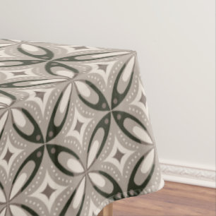 Beige and Brown Retro circular shapes Tablecloth