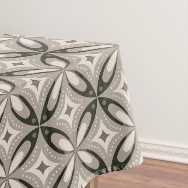 Beige and Brown Retro circular shapes Tablecloth (In Situ)