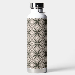 Beige and Brown Retro circular shapes Water Bottle