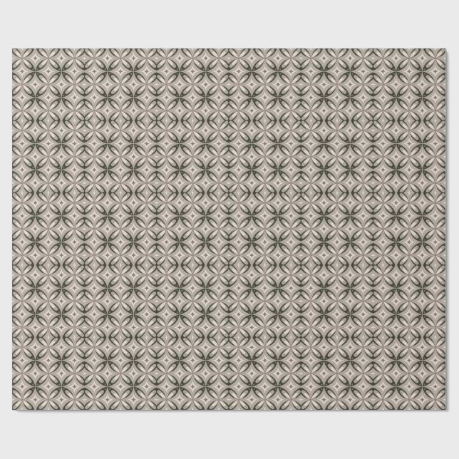 Beige and Brown Retro circular shapes Wrapping Paper (Flat)