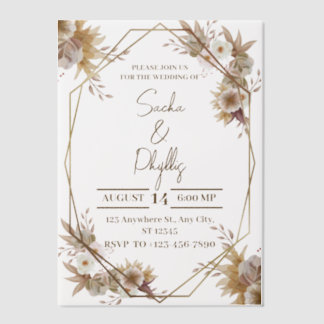 Beige and Brown Rustic Floral Wedding Vellum Invitations