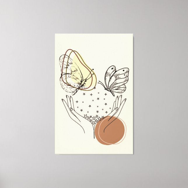 Beige and Brown Simple Butterfly  Canvas Print (Front)