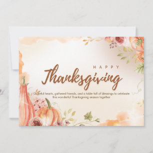 Beige and Brown Simple Happy Thanksgiving Holiday Card