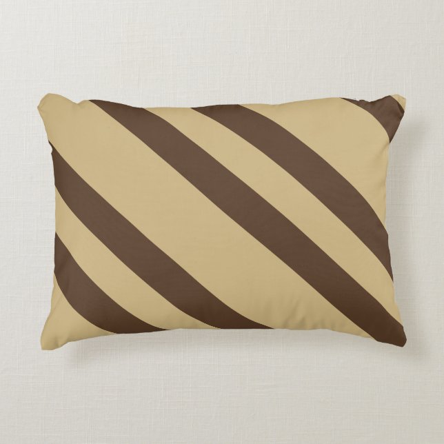 Beige And Brown Stripes Decorative Cushion (Front)