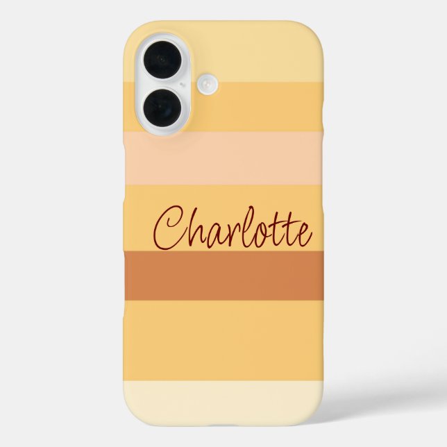 Beige and brown stripes personalised name Case-Mate iPhone case (Back)
