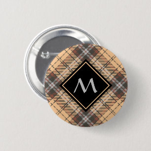 Beige and Brown Tartan 6 Cm Round Badge