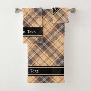 Beige and Brown Tartan Bath Towel Set