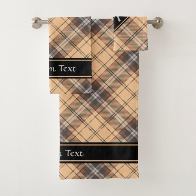 Beige and Brown Tartan Bath Towel Set (Insitu)