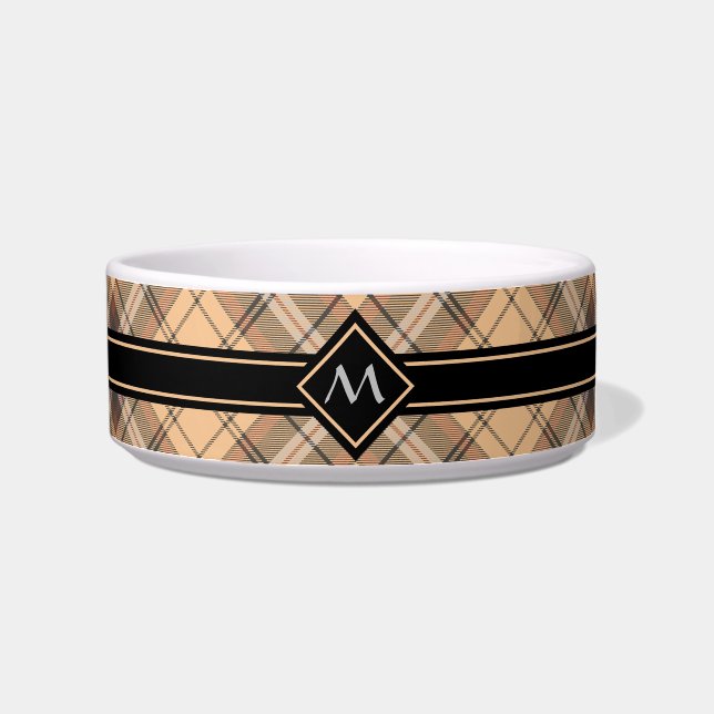 Beige and Brown Tartan Bowl (Right)