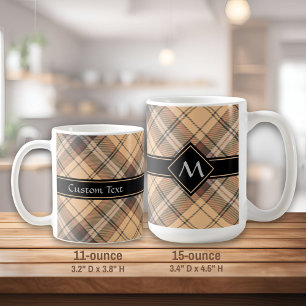 Beige and Brown Tartan Coffee Mug