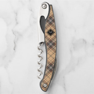 Beige and Brown Tartan Corkscrew
