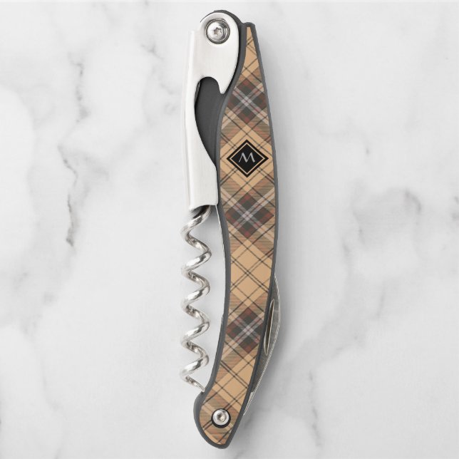 Beige and Brown Tartan Corkscrew (Front)