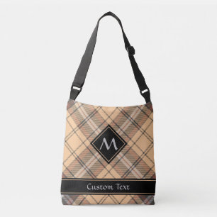 Beige and Brown Tartan Crossbody Bag