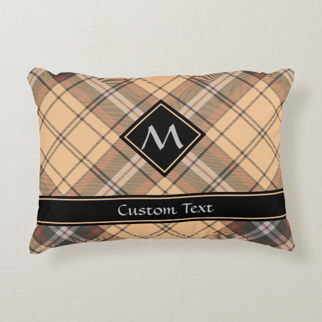 Beige and Brown Tartan Decorative Cushion (Front)