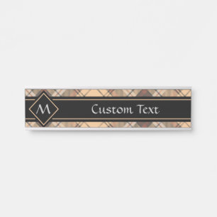 Beige and Brown Tartan Door Sign