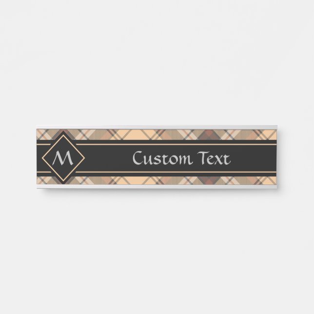 Beige and Brown Tartan Door Sign (Front)