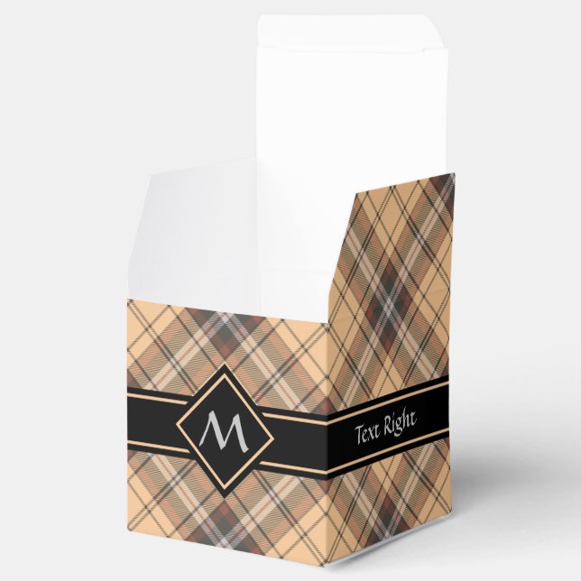 Beige and Brown Tartan Favour Box (Opened)