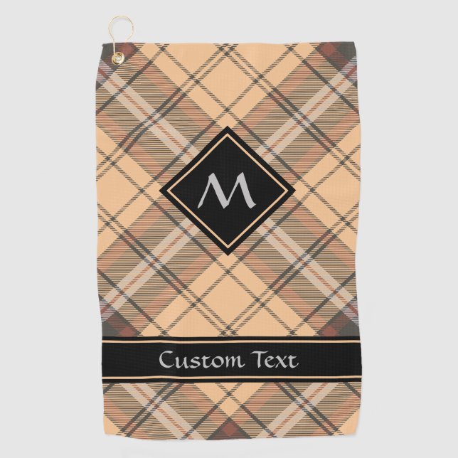 Beige and Brown Tartan Golf Towel (Front)