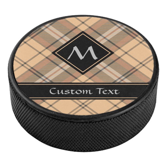 Beige and Brown Tartan Hockey Puck (3/4)