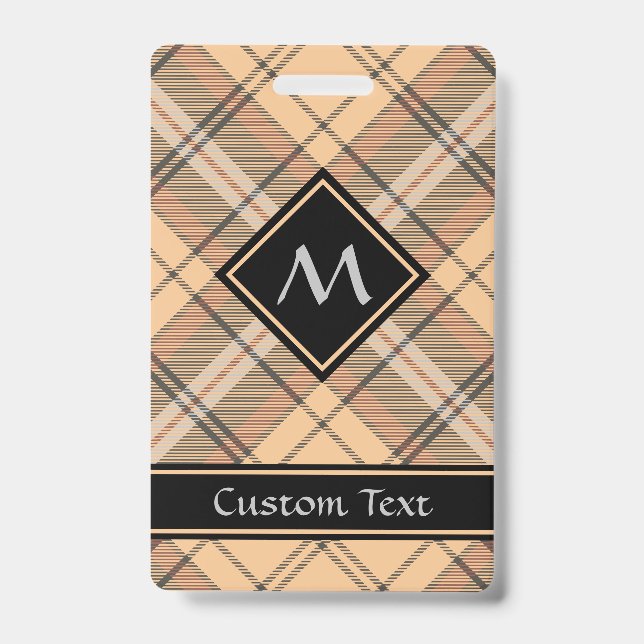 Beige and Brown Tartan ID Badge (Front)