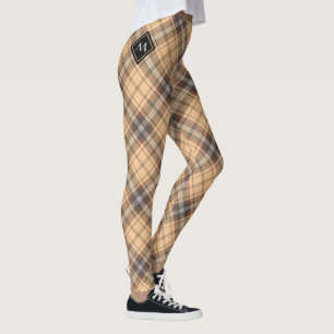 Beige and Brown Tartan Leggings