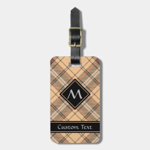 Beige and Brown Tartan Luggage Tag