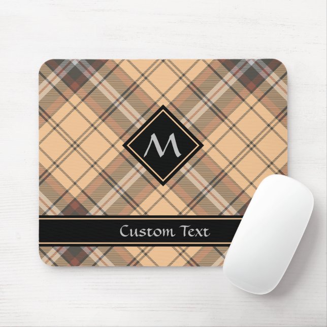 Beige and Brown Tartan Mouse Mat (With Mouse)