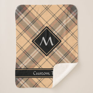 Beige and Brown Tartan Sherpa Blanket