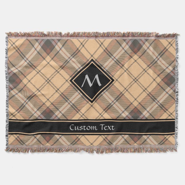 Beige and Brown Tartan Throw Blanket (Front)