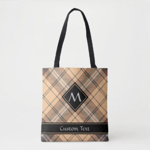 Beige and Brown Tartan Tote Bag