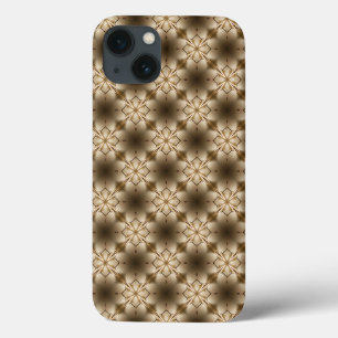 Beige and Brown Tones Flowers Kaleidoscope Pattern iPhone 13 Case