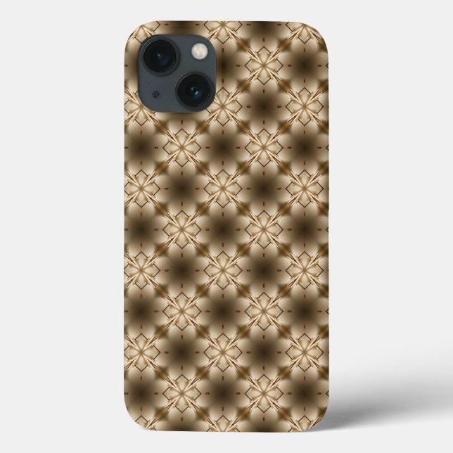 Beige and Brown Tones Flowers Kaleidoscope Pattern Case-Mate iPhone Case (Back)