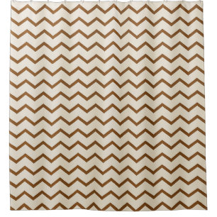 Beige and Brown Zigzag Pattern Shower Curtain
