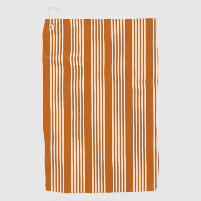 beige and burnt orange five stripe pattern golf towel (Front)